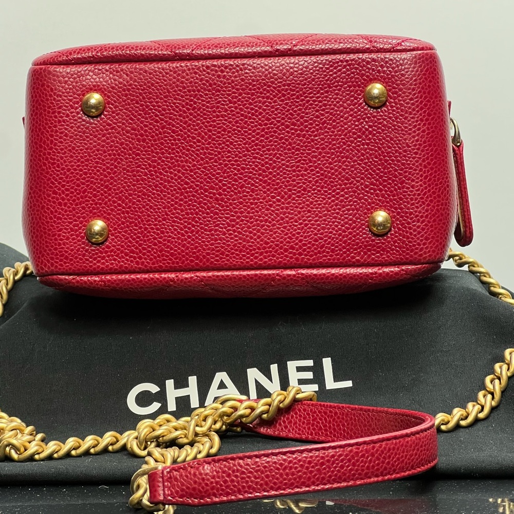CHANEL RED CAVIAR Double Zip Top Handle Mini Bsg - Picture 2 of 15